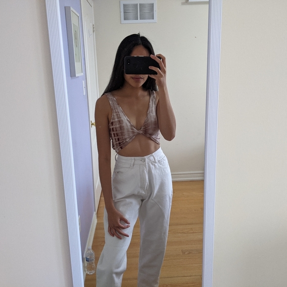 brown tie dye crop top (can be worn 4 ways) - Picture 1 of 3